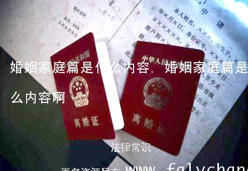 婚姻家庭篇是什么内容,婚姻家庭篇是什么内容啊